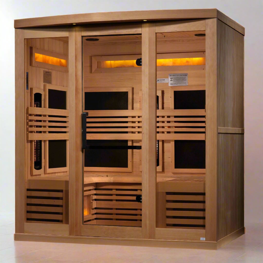 Full Spectrum Infrared Indoor Sauna + Chromotherapy & Red Light Therapy | Golden Design