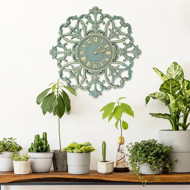 Whitehall Filigree Silhouette clock displayed in a bright plant-filled room