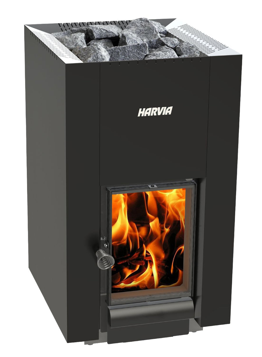 Harvia Linear 22 Wood Burning Heater GreenFlame Black | WKLI20GM