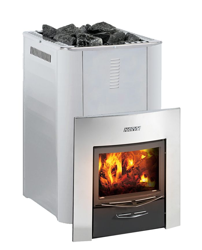 Harvia PRO 20 Wood Burning Heater | External Feed | Stainless Steel | Duo Fireplace | WKPR20DUOS