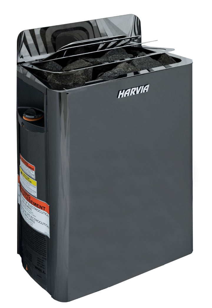 Harvia The Wall Series SW80 8kW 240V 1ph Black Stainless Steel Electric Sauna Heater | HSW8U1B